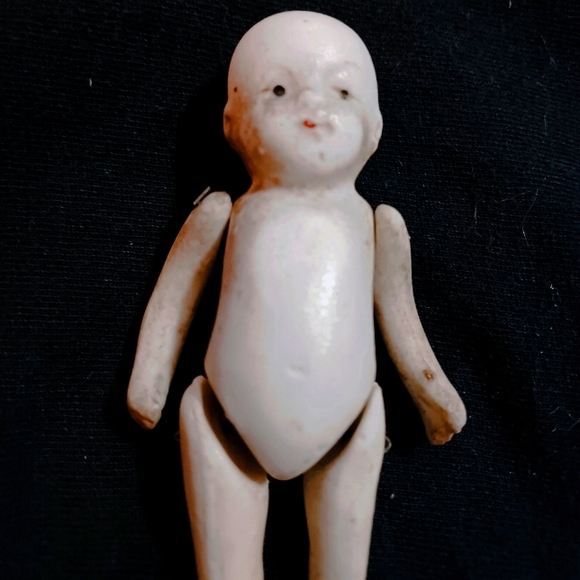 Early 1900s Jointed Bisque Porcelain Doll w/limbs attached 3 1/2" - Picture 3 of 6